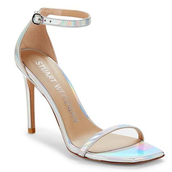 Stuart Weitzman Nudist Curve Square Stiletto Sandals Size 9 - Picture 1 of 9